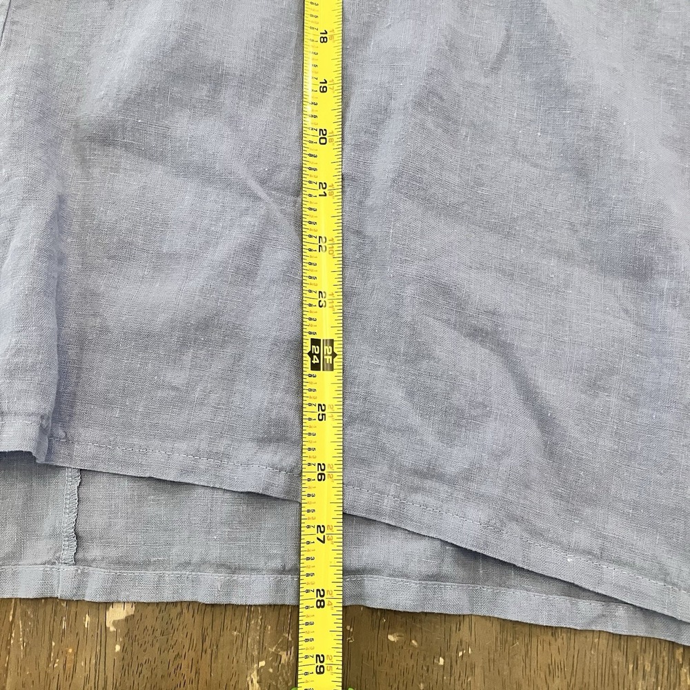 Bryn Walker 100% Linen Caftan Top Shirt Medium Blue Boxy Dolman Lagenlook Blouse - Picture 6 of 9